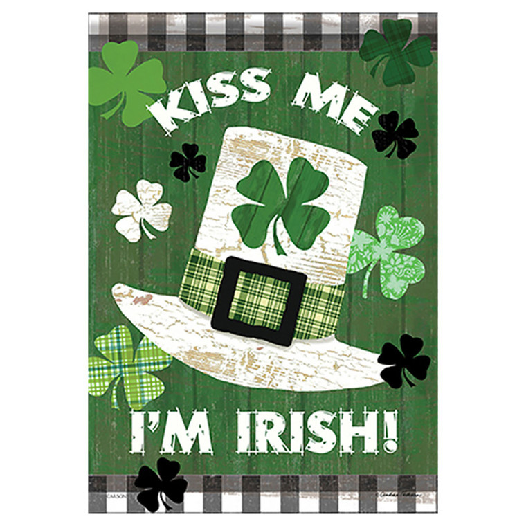 St. Patrick's Day Garden Flag - Kiss Me, I'm Irish - 12.5in x 18in