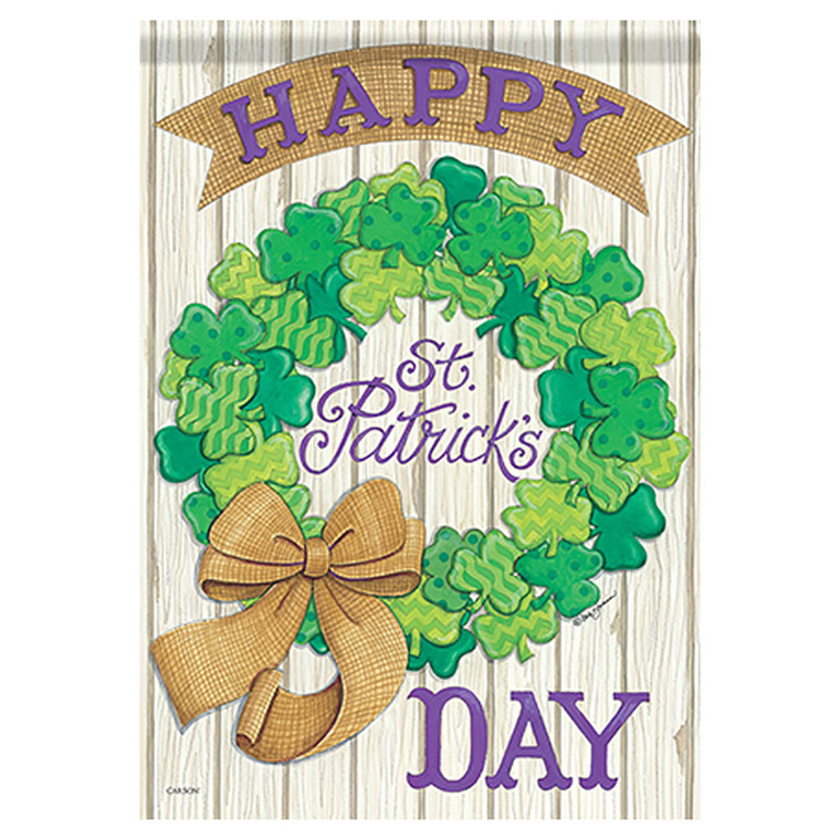 St. Patrick's Day Garden Flag - Wreath - 12.5in x 18in