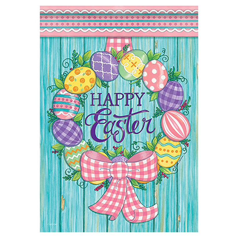Easter Banner Flag - Easter Egg Wreath - 28in x 40in