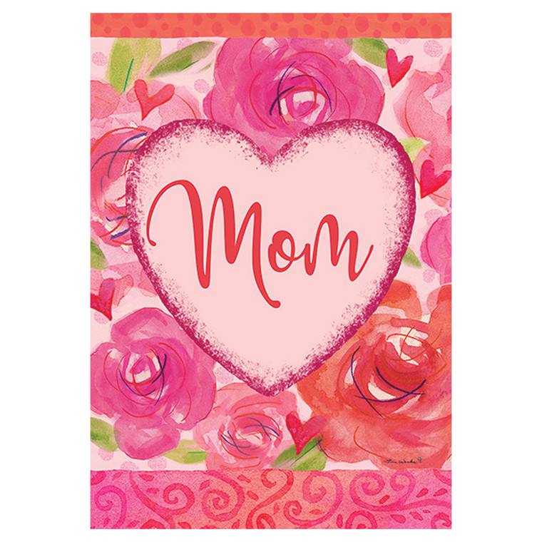 Mom Heart Garden Flag - 12in x 18in