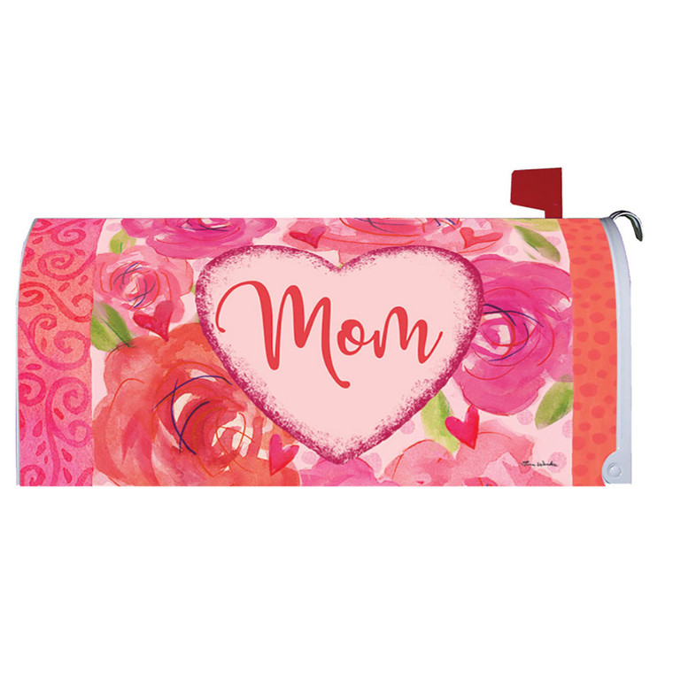Mom Heart Mailbox Cover - 17.75" x 20"