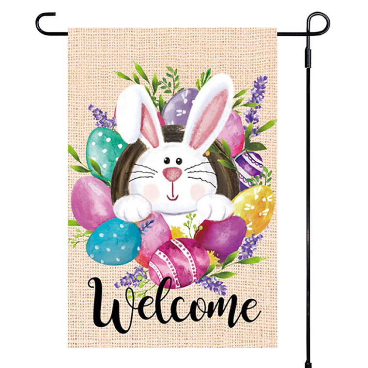 Super Tough Easter Garden Flag - Bunny Welcome - 12in x 18in
