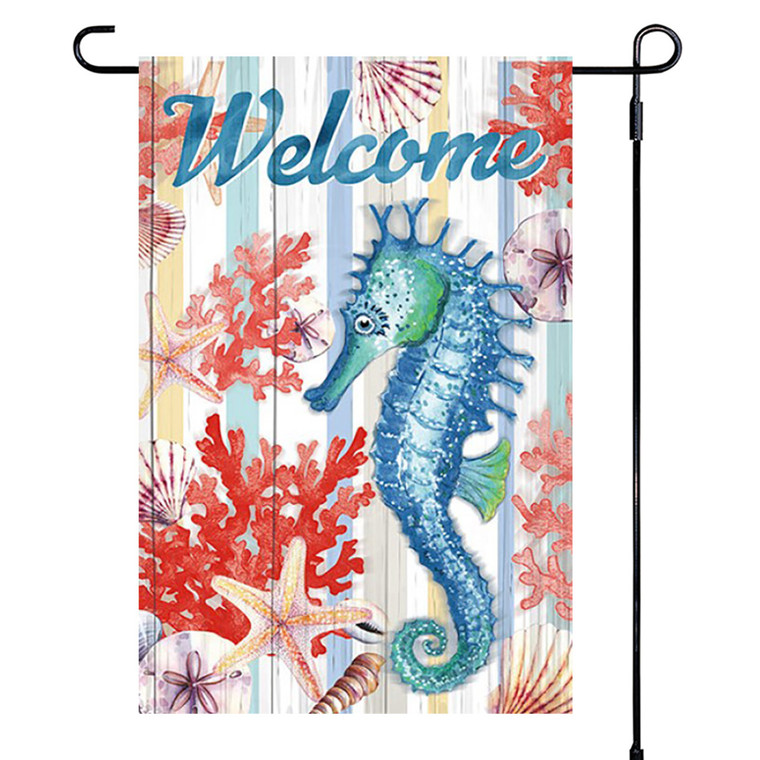 Super Tough Summer Garden Flag - Coastal Welcome - 12in x 18in