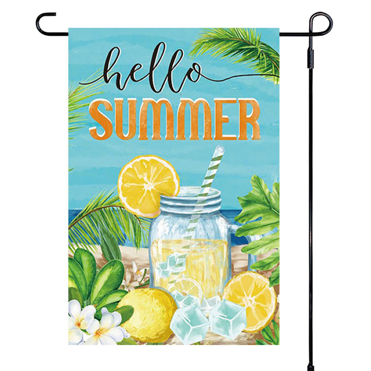 Super Tough Summer Garden Flag - Hello Summer - 12in x 18in