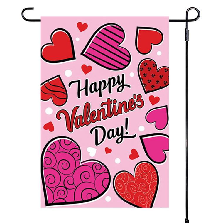 Super Tough Garden Flag - Valentine Hearts - 12in x 18in