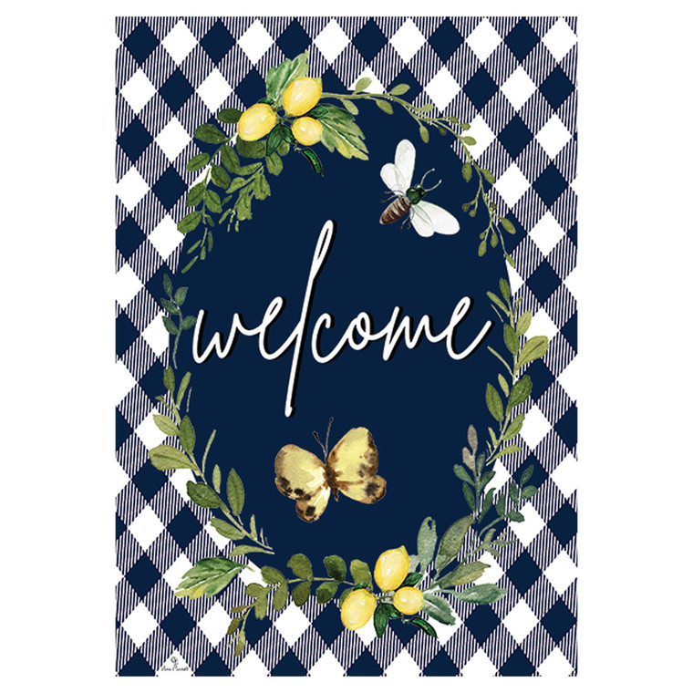 Lemons & Gingham Welcome Banner Flag