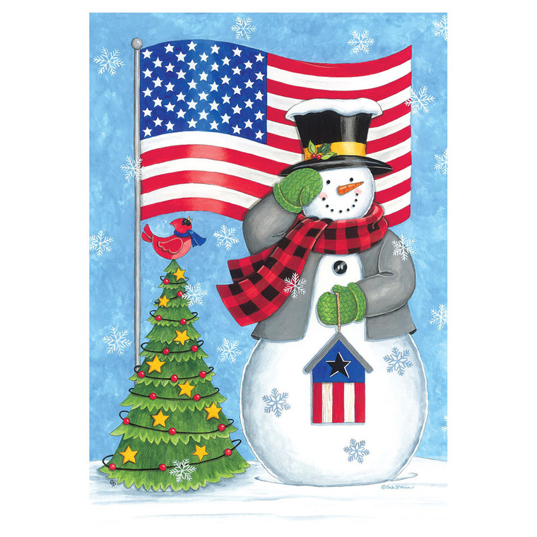 Patriotic Snowman Banner Flag - 28in x 40in