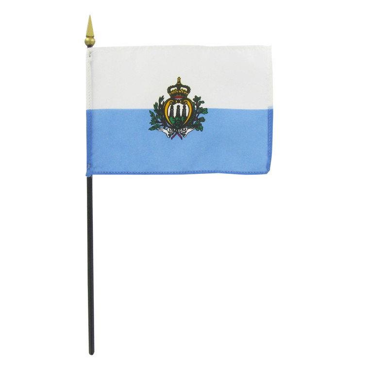 San Marino 4" x 6" Stick Flag With Seal