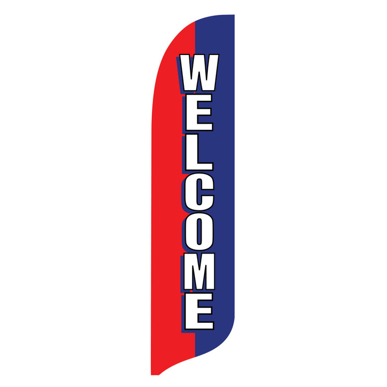 Outdoor Advertising Blade Flag - Welcome - 2ft x 12ft