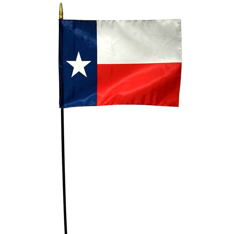 Texas Stick Flag 16in x 24in Polyester - Black Staff