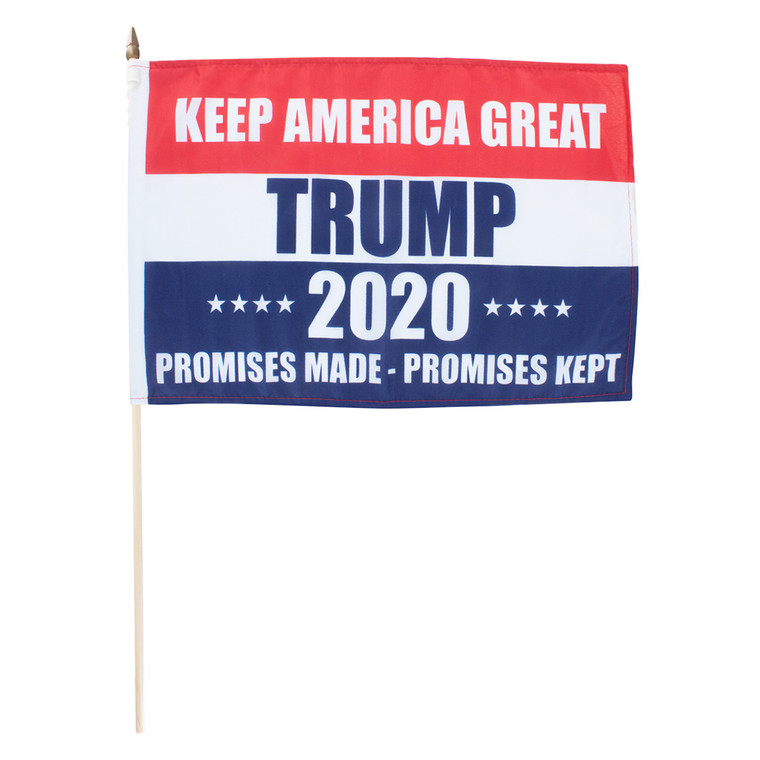 Promises Made Promises Kept 2020 Trump  12" x 18" Stick Flag