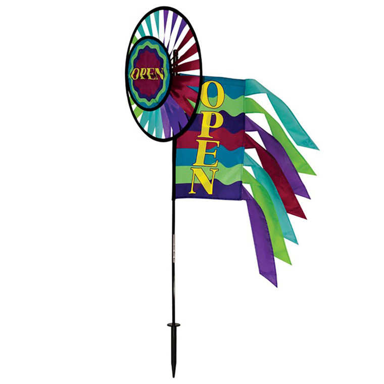 Open Spinner Wheel with Garden Flag & Tails - 46"