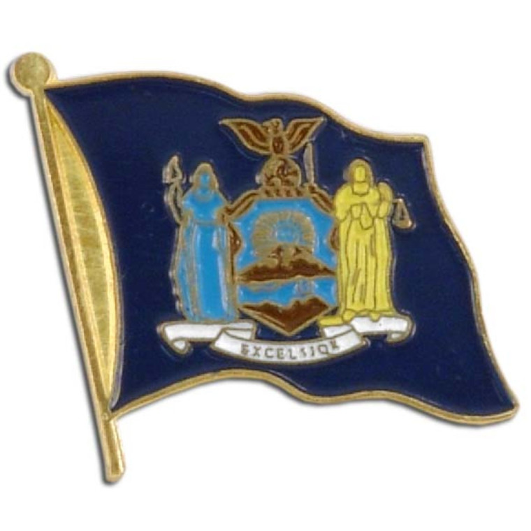 New York Flag Lapel Pin - 3/4" x 1/2"