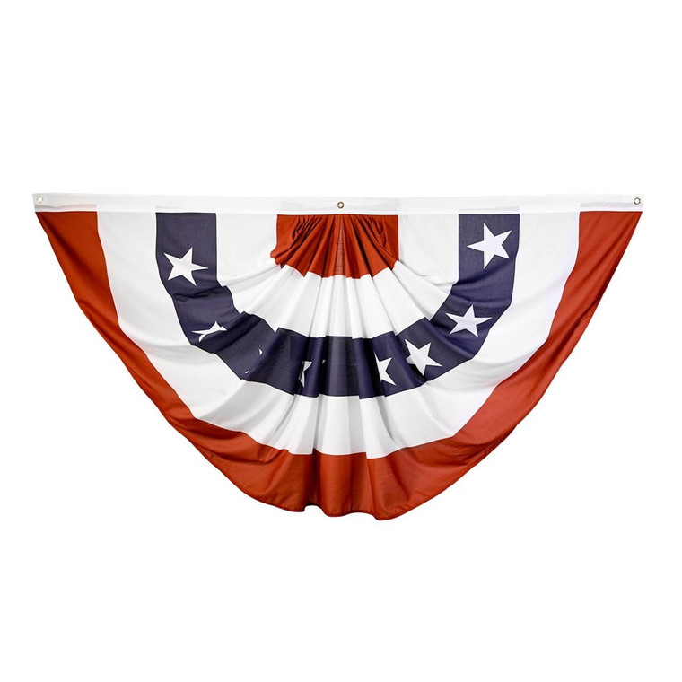 US Stars and Stripes 3ft x 6ft Printed Pleated Fan - US Made