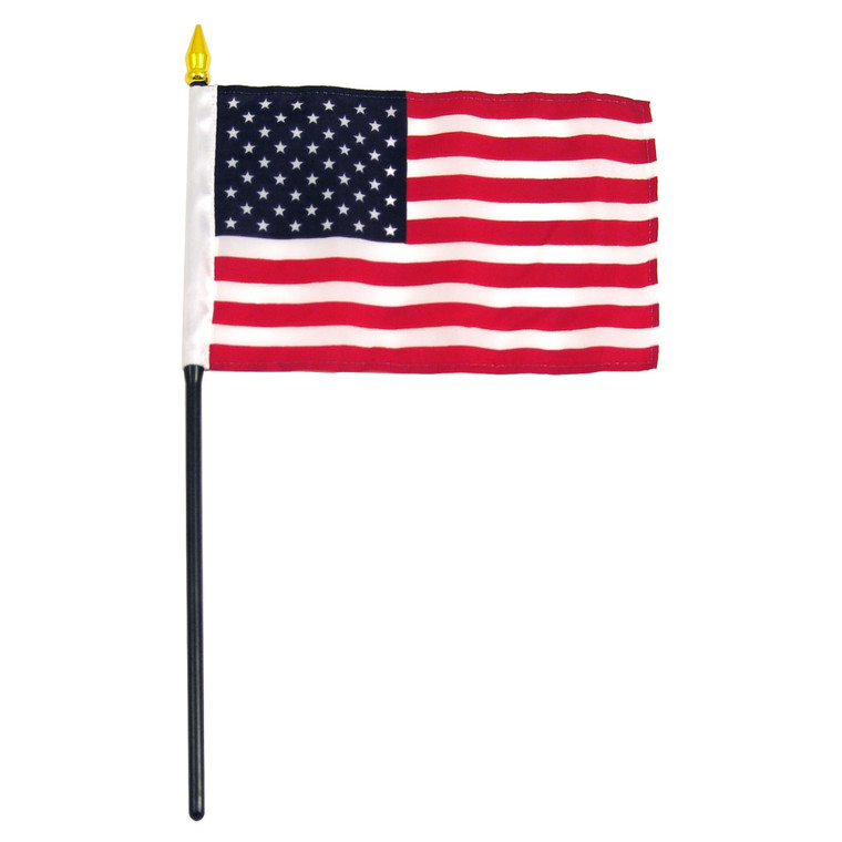 Super Tough 4"x6" High Quality Polyester US Stick Flag with Spear Tip