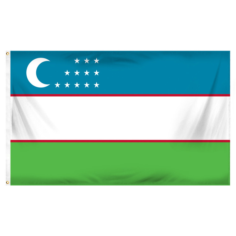 Uzbekistan 3ft x 5ft Printed Polyester Flag