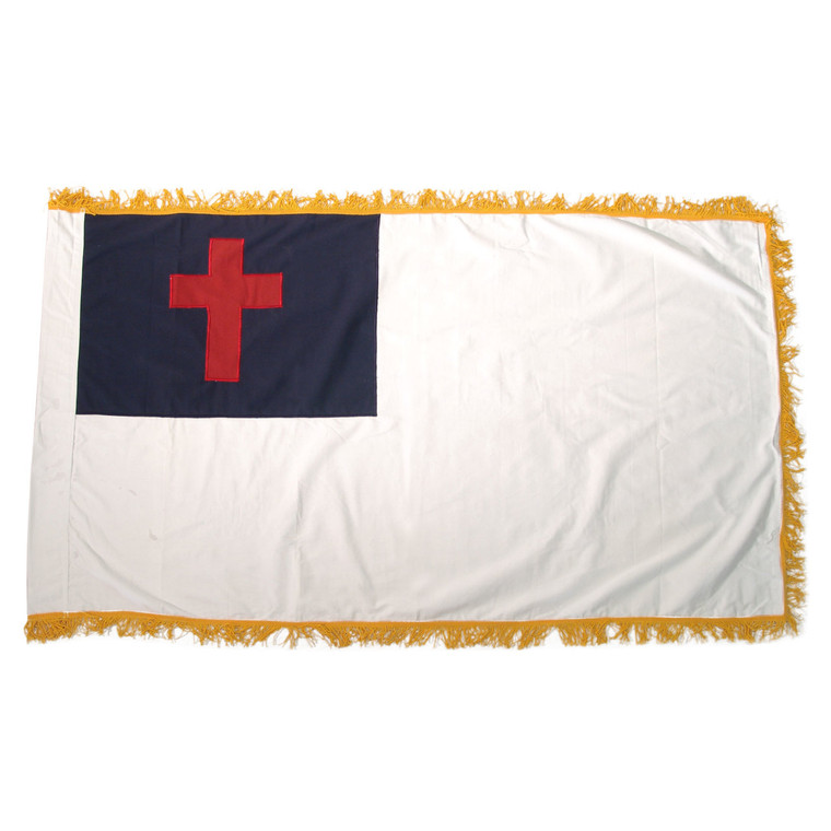 Christian Flag 4ft x 6ft Nylon with Pole Hem and Fringe