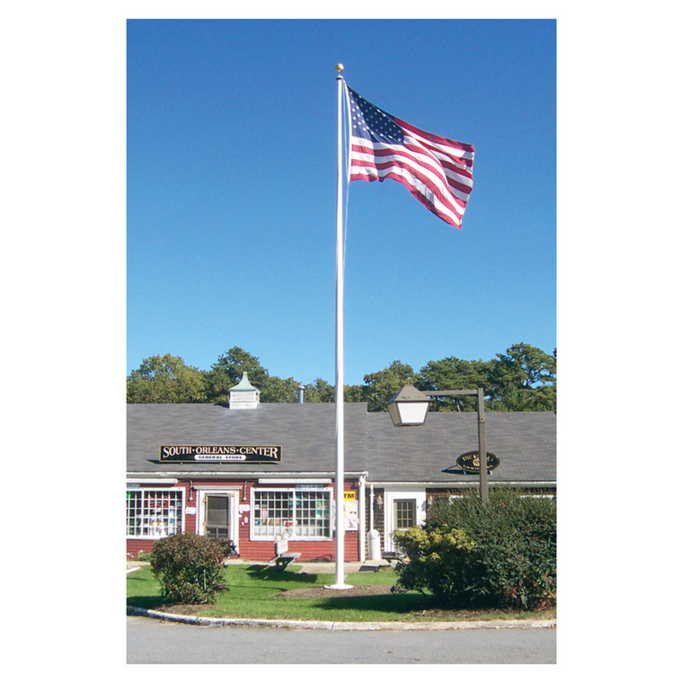 20ft Residential Flagpole One Piece Tapered White Fiberglass