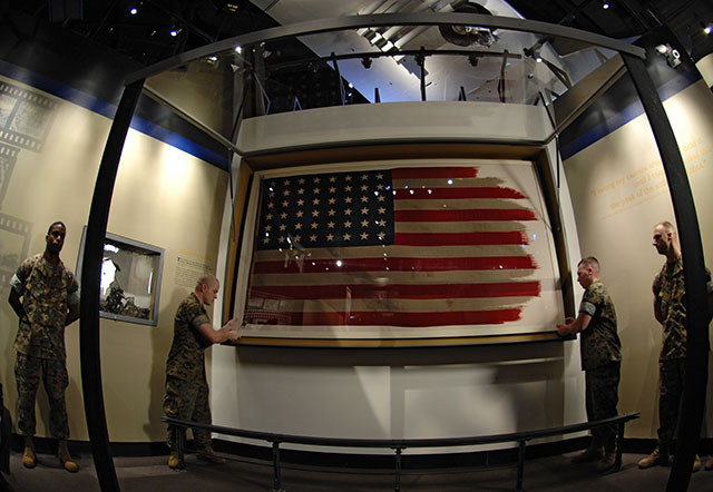 The Iwo Jima flag on display 