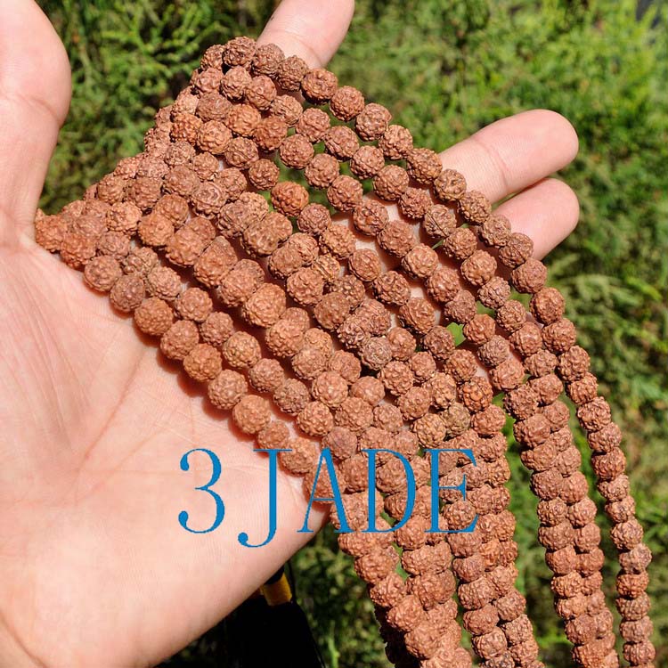 Tibetan Natural Rudraksha Bodhi Seed Mantra Meditation Prayer Beads Mala  -E020008 - 3JADE wholesale of jade carvings, jewelry, collectables, prayer  beads