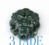 Natural Green Nephrite Jade Lion Head / Foo Dog Pendant Necklace -G025205A