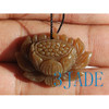 Natural Brown Nephrite Jade Lotus Pendant under natural light