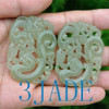 2PCS Natural Hetian Nephrite Jade  Dragon Phoenix Hollow Pendants Wholesale