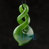 Green Nephrite Jade Double Twist Pendant New Zealand Maori Style Carving NZ Art