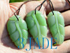 Hand Carved Fine Green Nephrite Jade Gemstone Leaf Pendant  w/ certificate