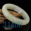56.5mm Hand Carved Natural Hetian Nephrite Jade Bangle Bracelet w/ Certificate