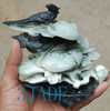 Natural Dushan Jade Carving / Sculpture: Pheasants & Peony  Statue