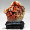 Natural ShouShan Stone / Agalmatolite Carving / Sculpture: Phoenix Flower Statue