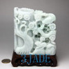 Natural Jadeite Jade Carving / Sculpture: Bird Flower Pen Holder Statue