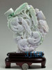 A Grade Natural Jadeite Jade Carving / Sculpture: Lotus Koi Fish Statue J022343