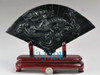 Hand Carved Natural Nephrite Jade Dragon Fan Statue Carving /Sculpture /Art Deco