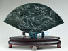 Hand Carved Natural Nephrite Jade Dragon Phoenix Fan Statue Carving /Sculpture /Art Deco