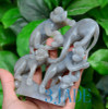 Natural Hetian Nephrite Jade Five Little Monkeys Carving Sculpture Statue w/ certificate -J026035