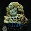 Natural Hetian Nephrite Jade Peacock Flower Carving / Sculpture w/ certificate