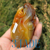 91mm Hand Carved Natural Chalcedony / Agate Lizard Paperweight / Amulet -J028103