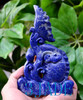 Natural Lapis Lazuli Gemstone Koi Fish Statue Hand Carved Feng Shui Sculpture