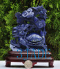 Natural Lapis Lazuli Carving / Sculpture: Ruyi Dragon Turtle Statue -J040244