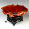 9" Carnelian / Red Agate Carving / Sculpture: Goldfish Fruit Plate Statue