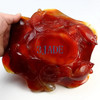 9" Carnelian / Red Agate Carving / Sculpture: Goldfish Fruit Plate Statue