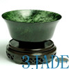 4 1/4" Hand Carved Natural Translucent Jade / Serpentine / Stone Bowl