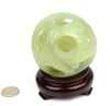 Natural Translucent Serpentine Jade 5-Layer Puzzle Ball with Dragon and Phoenix Motif