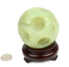 Natural Translucent Serpentine Jade 5-Layer Puzzle Ball with Dragon and Phoenix Motif
