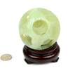 Natural Translucent Serpentine Jade 5-Layer Puzzle Ball with Dragon and Phoenix Motif