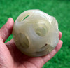 Natural Translucent Serpentine Jade 5-Layer Puzzle Ball with Dragon and Phoenix Motif