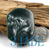 Natural Nephrite Jade Carving: Wolf Head Belt Buckle