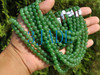 17" A Grade Natural Green Nephrite Jade Beads Necklace w/ Certificate -D001064